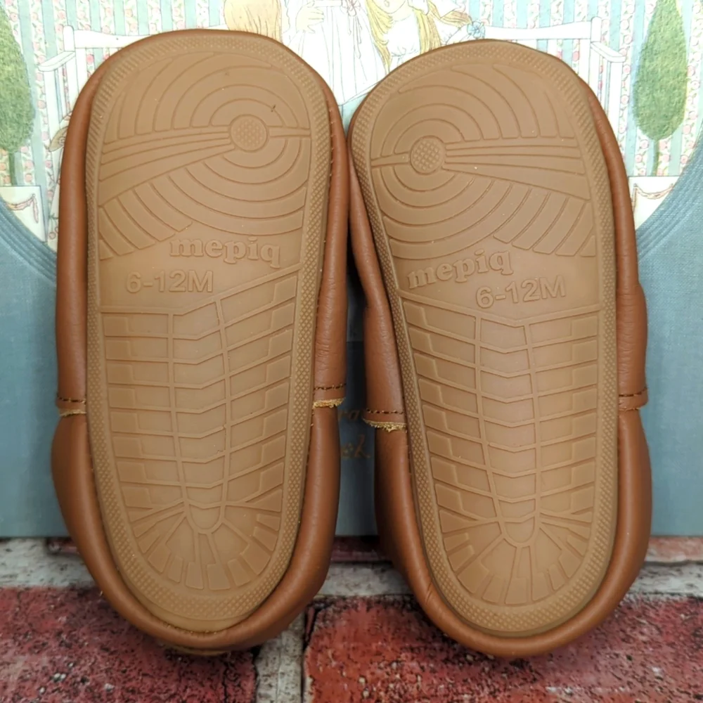 Mepiq Brown Leather Baby Walker Shoes 6-12 Mos.